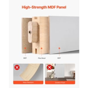 sliding barn door, 30 x 84 inch, high strength mdf panel, barn door with hardware kit, water proof pvc surface, easy to install, h frame, smoothly and quietly sliding for living room, bathroom