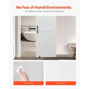 sliding barn door, 30 x 84 inch, high strength mdf panel, barn door with hardware kit, water proof pvc surface, easy to install, h frame, smoothly and quietly sliding for living room, bathroom