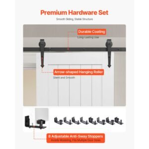 sliding barn door, 30 x 84 inch, high strength mdf panel, barn door with hardware kit, water proof pvc surface, easy to install, h frame, smoothly and quietly sliding for living room, bathroom