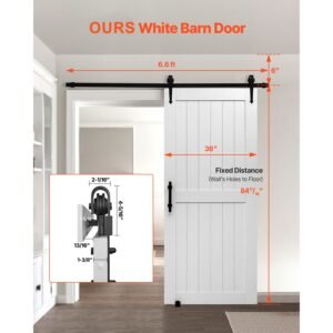sliding barn door, 36 x 84 inch, high strength mdf panel, barn door with hardware kit, water proof pvc surface, easy to install, h frame, smoothly and quietly sliding for living room, bathroom