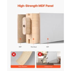 sliding barn door, 36 x 84 inch, high strength mdf panel, barn door with hardware kit, water proof pvc surface, easy to install, h frame, smoothly and quietly sliding for living room, bathroom