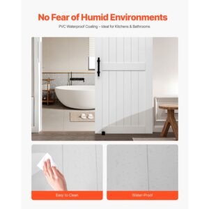 sliding barn door, 36 x 84 inch, high strength mdf panel, barn door with hardware kit, water proof pvc surface, easy to install, h frame, smoothly and quietly sliding for living room, bathroom