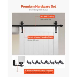 sliding barn door, 36 x 84 inch, high strength mdf panel, barn door with hardware kit, water proof pvc surface, easy to install, h frame, smoothly and quietly sliding for living room, bathroom