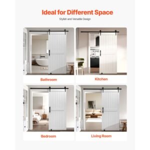 sliding barn door, 36 x 84 inch, high strength mdf panel, barn door with hardware kit, water proof pvc surface, easy to install, h frame, smoothly and quietly sliding for living room, bathroom