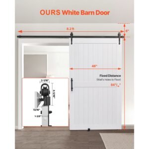 sliding barn door, 48 x 84 inch, high strength mdf panel, barn door with hardware kit, water proof pvc surface, easy to install, h frame, smoothly and quietly sliding for living room, bathroom