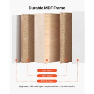 sliding closet door, 48" (double 25") x 80", 5 lite frosted glass bypass sliding doors with hardware kit & floor guide, solid wood & mdf slab with waterproof pvc surface for closets bedrooms