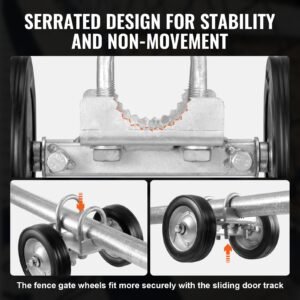 sliding gate kit, 6' rolling gate hardware kit, universal adjustable sliding gate rollers track wheels, heavy duty sliding gate guide roller for sliding gates and rolling door,600lbs load,black