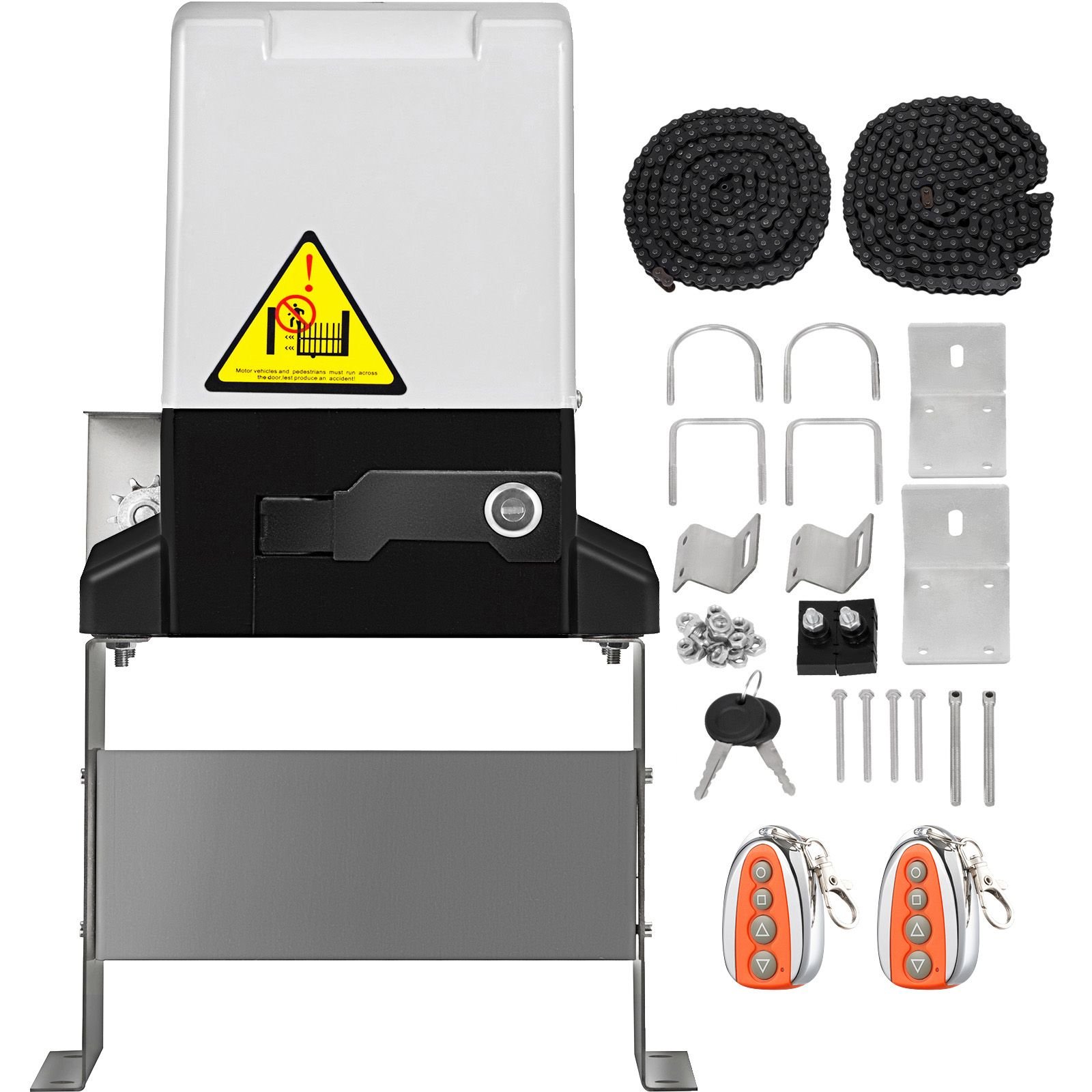 sliding gate opener, ac1400 3100lbs, with 2 remote controls, gate operator hardware kit for security, move speed 43ft per min, electric rolling driveway slide gate motor