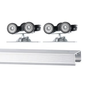 Sliding Pocket Door Hardware Track Kit, 4.73 ft Heavy Duty Pocket Door Hardware Kit, Commercial Grade Pocket Door Hardware and Track Set for 24"-30" Wide Single Door