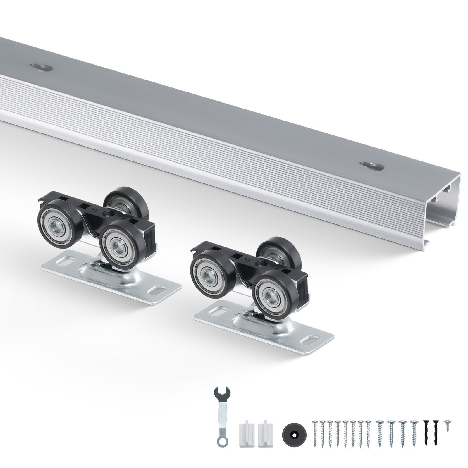 sliding pocket door hardware track kit, 5.73 ft heavy duty pocket door hardware kit, commercial grade pocket door hardware and track set for 24" 36" wide single door
