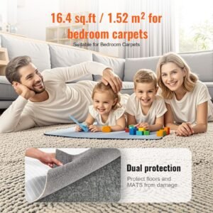 slip resistant rug pad, protective cushioning carpet pad, 2'x8' (7.87' actual) 1/4"thick dual surface polyester felt + latex, 1 2 m2 area carpet padding rug cushion safe, grey