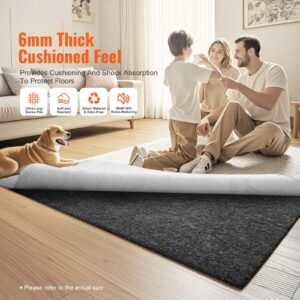 slip resistant rug pad protective cushioning carpet pad 8' x 10' 1/4"thick dual surface polyester felt + latex gray 7 8m² area carpet padding rug cushion safe for all floors