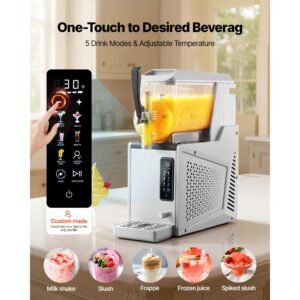 slushie machine, 3l/100oz no ice needed slushy machine for home, frozen drink maker with single tank, margarita machine with self cleaning, for frozen margaritas, frappés, milkshake & more
