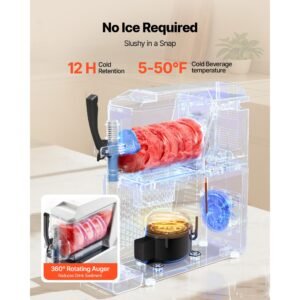 slushie machine, 3l/100oz no ice needed slushy machine for home, frozen drink maker with single tank, margarita machine with self cleaning, for frozen margaritas, frappés, milkshake & more