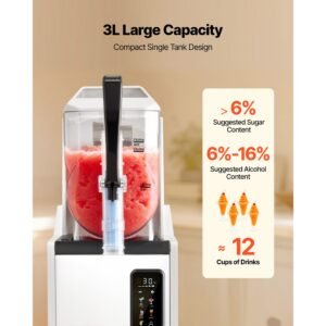 slushie machine, 3l/100oz no ice needed slushy machine for home, frozen drink maker with single tank, margarita machine with self cleaning, for frozen margaritas, frappés, milkshake & more