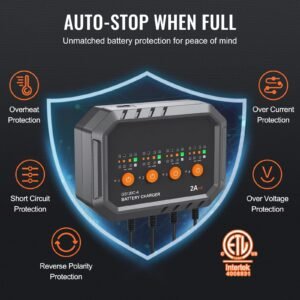 smart battery charger, 8 amp, lifepo4 lead acid (agm / gel / sla) car battery charger, fully automatic charger maintainer for boat motorcycle lawn mower golf cart marine deep cycle