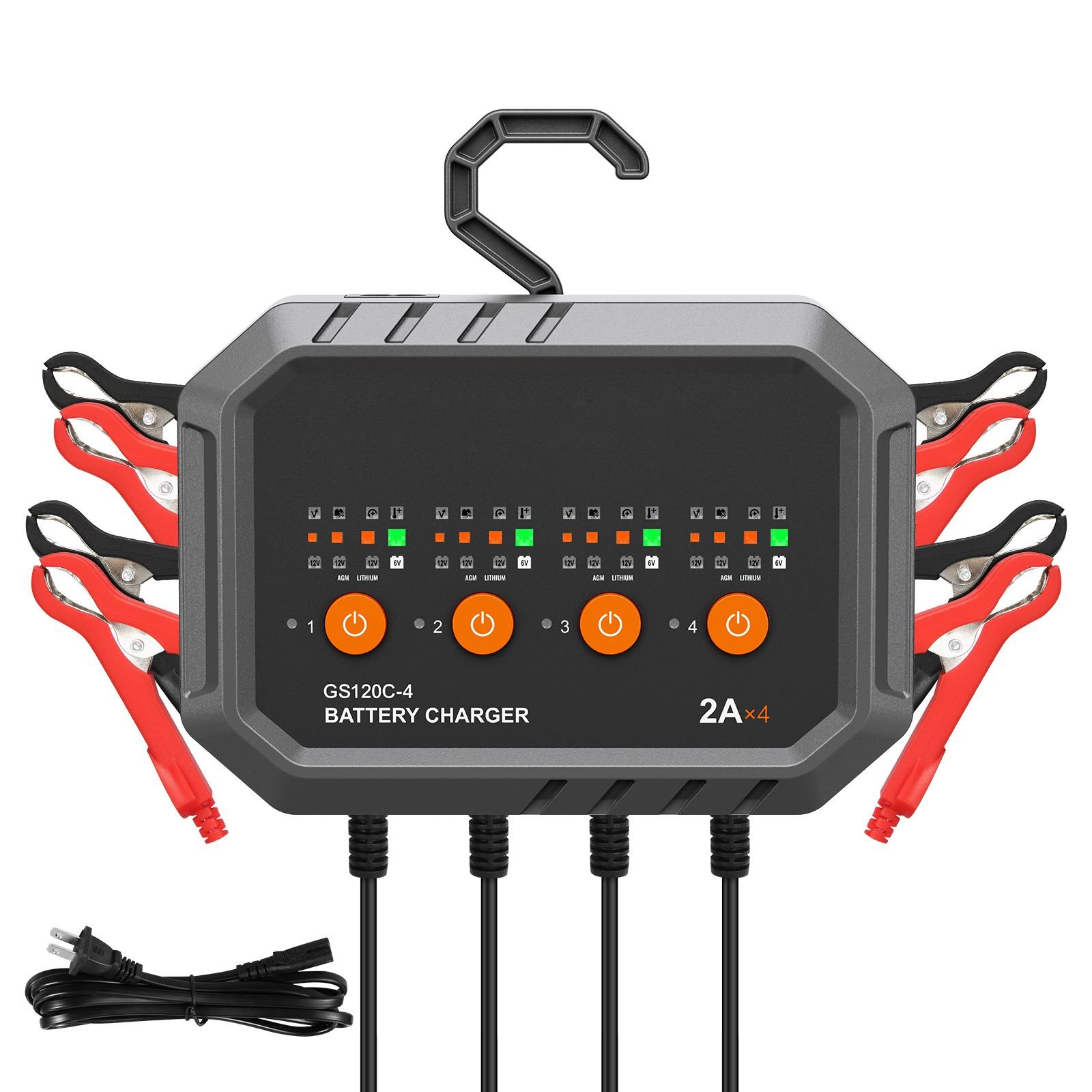 smart battery charger, 8 amp, lifepo4 lead acid (agm / gel / sla) car battery charger, fully automatic charger maintainer for boat motorcycle lawn mower golf cart marine deep cycle