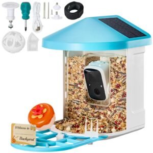 Smart Bird Feeder with Camera, 2K HD AI Identify 10000+ Bird Species, Solar-Powered Bird Watching Camera with Auto Capture & Instant Notify, Wireless Outdoor Gift for Bird Lover (2 Solar Panels)