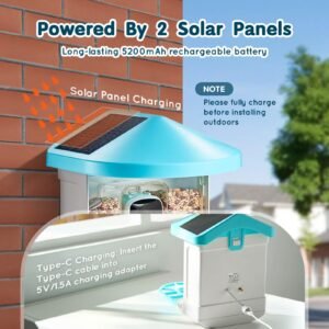 smart bird feeder with camera, 2k hd ai identify 10000+ bird species, solar powered bird watching camera with auto capture & instant notify, wireless outdoor gift for bird lover (2 solar panels)
