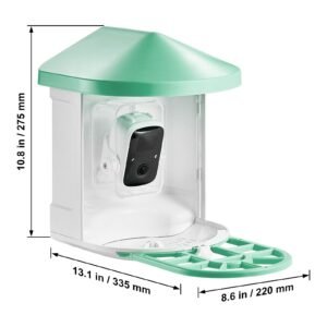 smart bird feeder with camera, 2k hd ai identify 10,000+ bird species, solar powered bird watching camera with auto capture & instant notify, wireless outdoor ideal gift for bird lovers (green)