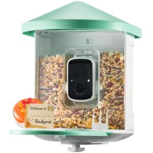 smart bird feeder with camera, 2k hd ai identify 10,000+ bird species, solar powered bird watching camera with auto capture & instant notify, wireless outdoor ideal gift for bird lovers (green)