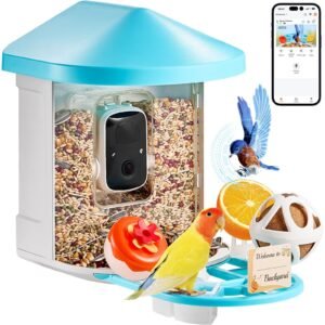 smart bird feeder with camera, 2k hd ai identify 10,000+ bird species, solar powered bird watching camera with auto capture & instant notify, wireless outdoor ideal gift for bird lovers (green)