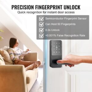smart lock, 5 in 1 smart door knob, fingerprint deadbolt with app control, bluetooth smart lock, keyless entry door lock with handle, biometric door lock, keypad digital door lock for front door