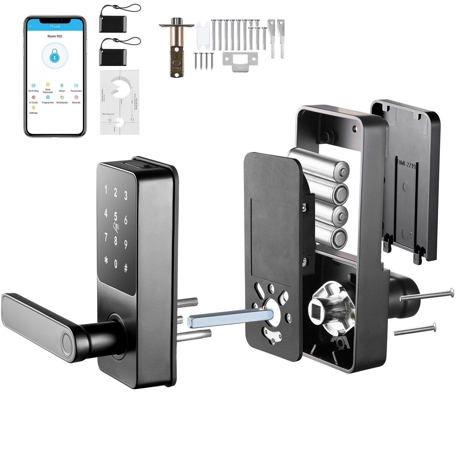 smart lock, 5 in 1 smart door knob, fingerprint deadbolt with app control, bluetooth smart lock, keyless entry door lock with handle, biometric door lock, keypad digital door lock for front door