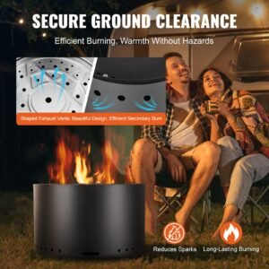 smokeless fire pit stove bonfire, h: 18 in x dia: 28 in ,wood burning fireplaces with removable ash pan, sus430 stainless steel inner portable outdoor firepit,for outdoor patio camping, black