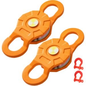 Snatch Block, 11T/25,000 LBS Working Load Limit, Heavy Duty Winch Pulley for 0.55"/14 mm Synthetic Rope or Soft Shackles, Off-Road Recovery Accessories for Tractor, Truck, ATV & UTV, 2 Packs