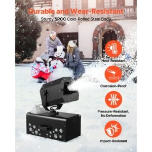 snow machine, 2000w 90°shaking head snow maker by wireless/wired remote control, high output snowmaking machine coverage up to 25 m² with 5l tank for christmas wedding parties