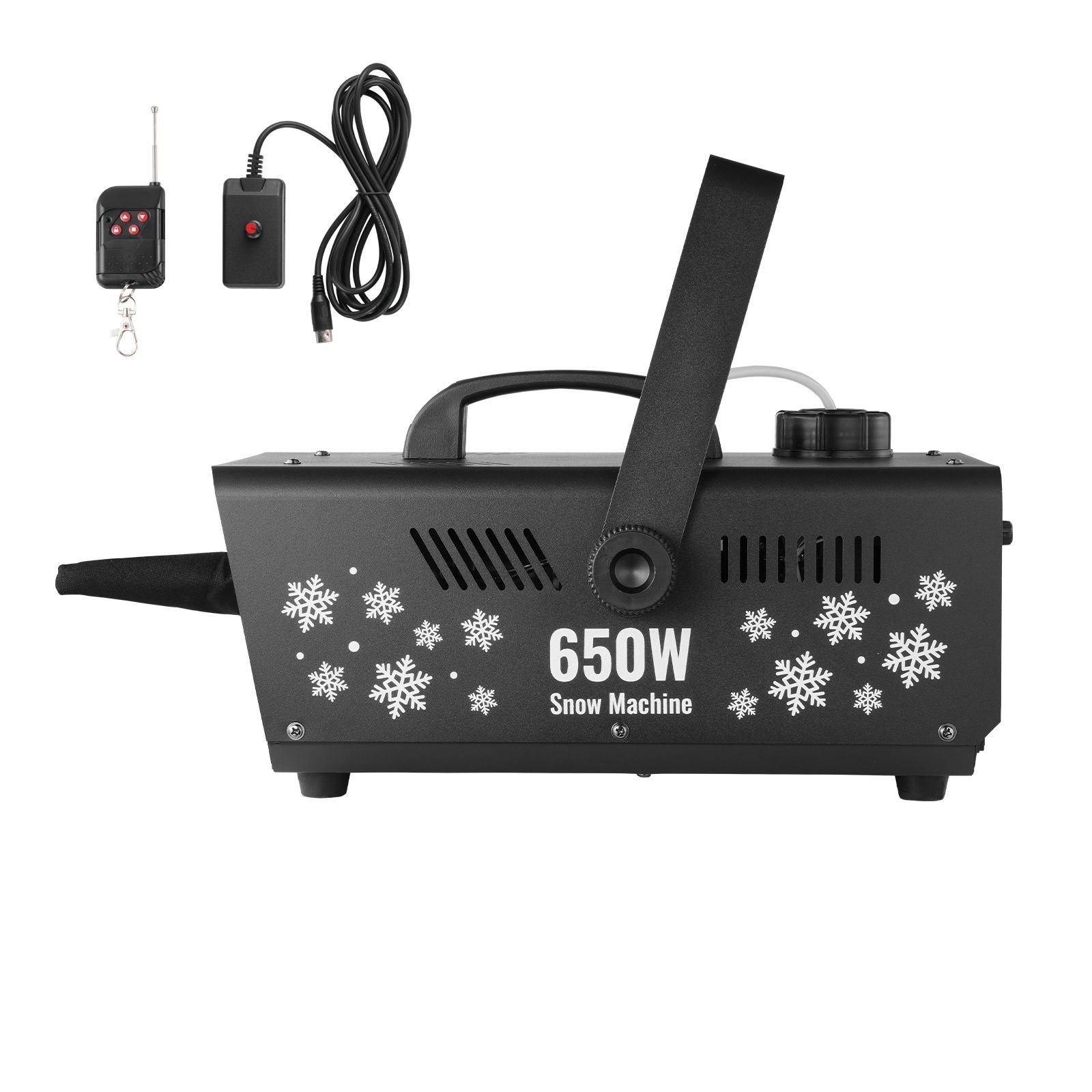 snow machine, 650w wireless remote control snow maker machine with 1l tank high output portable premium artificial snowflake machines for christmas holidays parties wedding stage effect