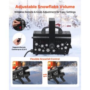 snow machine, 800w handheld/hanging snow maker, portable wireless remote snowmaking machine with 1l tank & handle, outdoor & indoor snowflake maker for christmas party stage effect