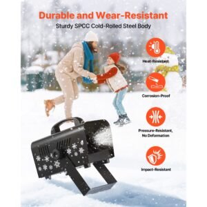 snow machine, 800w handheld/hanging snow maker, portable wireless remote snowmaking machine with 1l tank & handle, outdoor & indoor snowflake maker for christmas party stage effect
