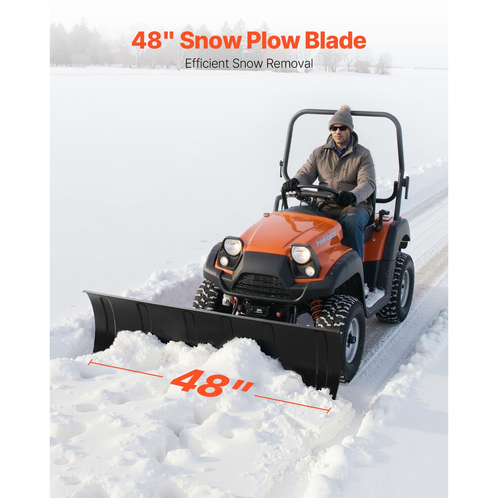 snow plow kit, 48in universal snow plow attachment, height & left right adjustable, quick to detach, steel atv scrape blade, 3 mount options, efficient snows clearing, for most atvs & utvs
