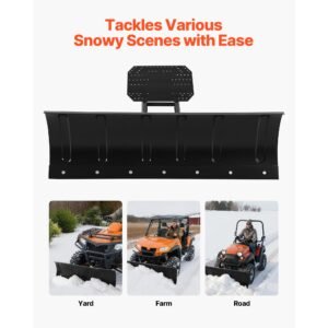 snow plow kit, 48in universal snow plow attachment, height & left right adjustable, quick to detach, steel atv scrape blade, 3 mount options, efficient snows clearing, for most atvs & utvs