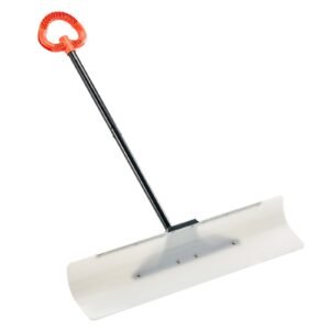 Snow Pusher Shovel, 36 in Outdoor Snowplow Shovel with Ergonomic Grip, HDPE Plastic Blade, Winter Shovels with Segmented Handle, Metal Edged Strip, Portable Snow Removal Tool for Driveway Garden