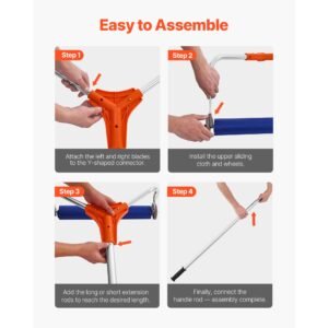 snow roof rake, 17 in aluminum blade, 4.1 17.2 ft adjustable roof snow scraper with wheels & slide, lightweight snows removal tool for house rooftop leaves debris clearing