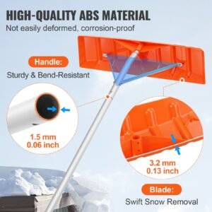 snow roof rake, 25" plastic blade snow removal tool, 21ft reach aluminium handle, superior roof shovel with anti slip handle grip, easy to setup & use for house roof, car snow, wet leaves