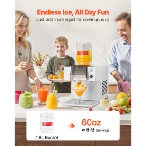 snowflake ice machine, 132lbs/24h snowflake ice maker, ice shaver machine with stainless steel blade, electric snow cone maker with 0.48gal tank, 90s fast pre cooling, for home & small gathering