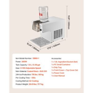 snowflake ice machine, 176lbs/24h snowflake ice maker, ice shaver machine with stainless steel blade, electric snow cone maker with 0.48gal tank, 90s fast pre cooling, for home & small gathering