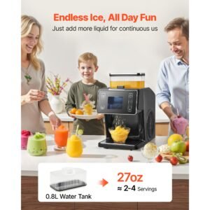 snowflake ice machine, 44lbs/24h snowflake ice maker, ice shaver machine with stainless steel blade, electric snow cone maker with 0.2 gal tank, 60s fast pre cooling, for home & small gatherings