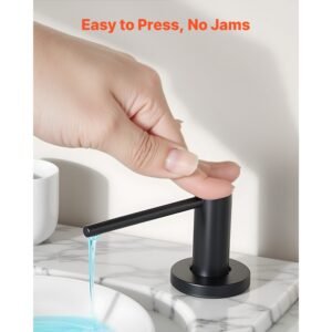 soap dispenser for kitchen sink, stainless steel built in sink soap dispenser with 17oz refillable bottle, countertop dish soap dispenser with 360° rotation pump head, for kitchen bathroom