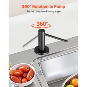 soap dispenser for kitchen sink, stainless steel built in sink soap dispenser with 17oz refillable bottle, countertop dish soap dispenser with 360° rotation pump head, for kitchen bathroom