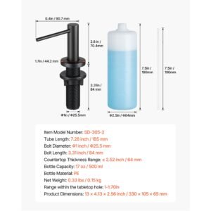 soap dispenser for kitchen sink, stainless steel built in sink soap dispenser with 17oz refillable bottle, countertop dish soap dispenser with 360° rotation pump head, for kitchen bathroom