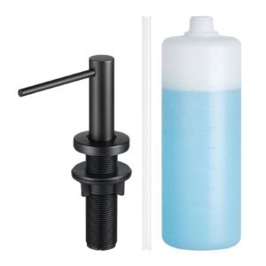 soap dispenser for kitchen sink, stainless steel built in sink soap dispenser with 17oz refillable bottle, countertop dish soap dispenser with 360° rotation pump head, for kitchen bathroom