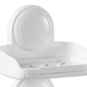 soap holder for shower, double layer with suction cup, wall mounted no drilling, strong suction bar soap sponge holder, self draining soap saver, for shower bathroom bathtub kitchen, removable