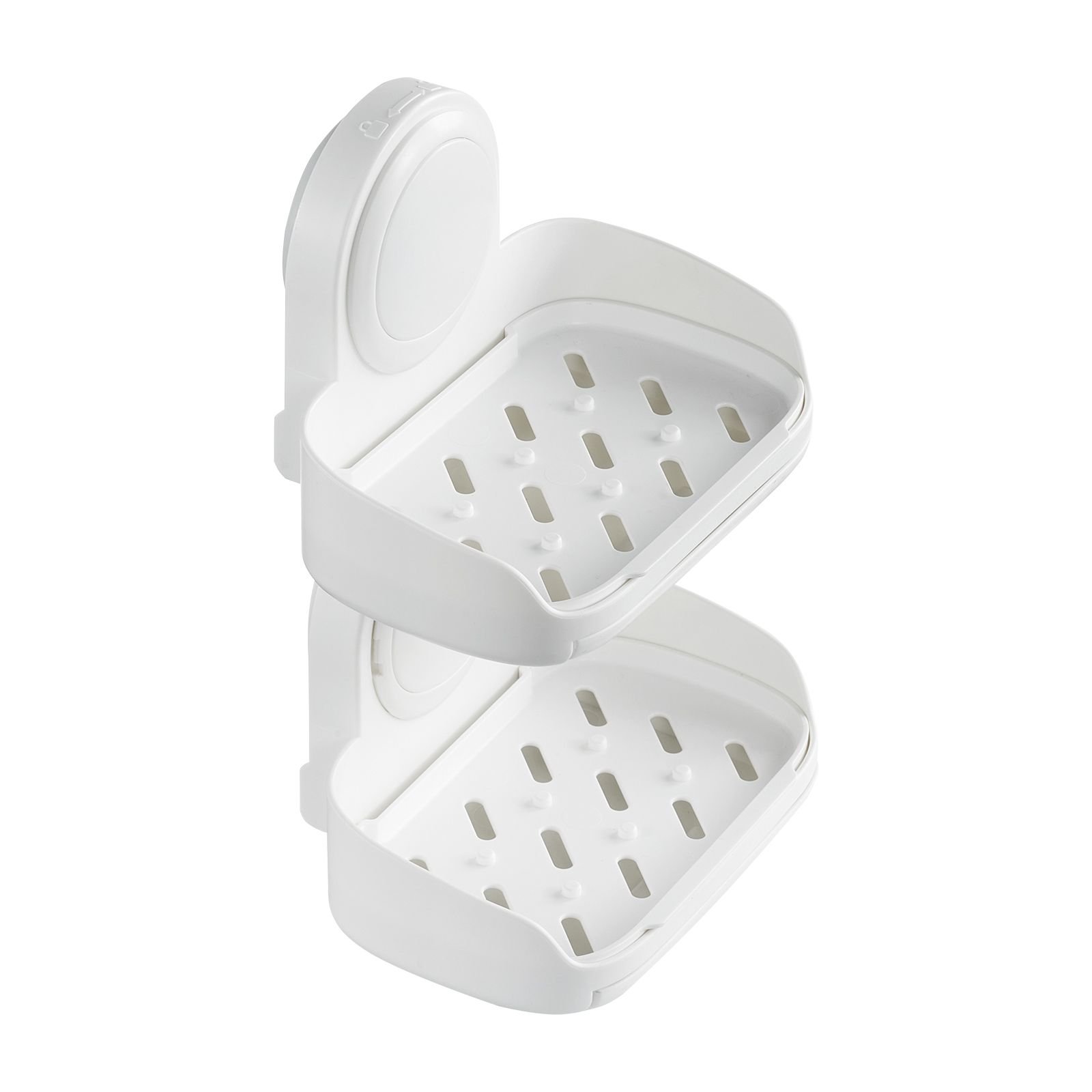 soap holder for shower, double layer with suction cup, wall mounted no drilling, strong suction bar soap sponge holder, self draining soap saver, for shower bathroom bathtub kitchen, removable