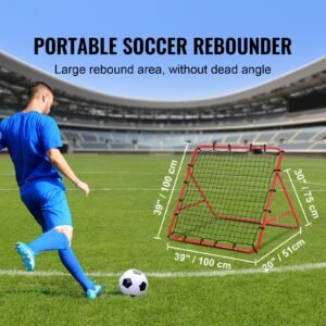 soccer rebounder rebound net, kick back 39"x39", portable football training gifts, aids & equipment for kids teens & all ages, easy set up & perfect storage
