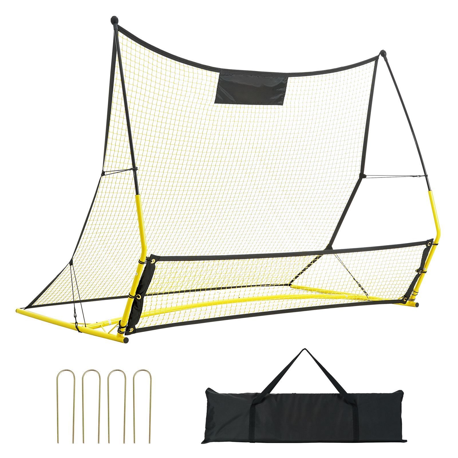 soccer trainer, 2 in 1 portable soccer rebounder net, 71"x40" iron soccer practice equipment, sports football rebounder wall with portable bag, perfect for team solo training, passing, volley